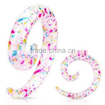 Hot sale!!!UV Coated acrylic ear spiral taper body piercing jewelry