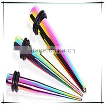 New Titanium anodized rainbow ear taper body piercing jewelry