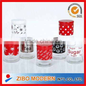 hot sale glass canister set with metal coating