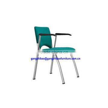 blue and green fabric student chair with adjustable armrest in four legs GH-3