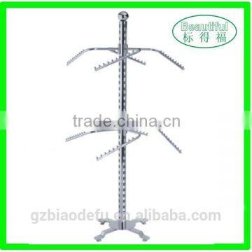 high quality 2 tiers 4way clothing display stand,garment rack supplier