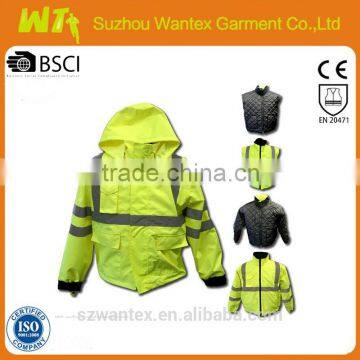 100% polyester 300D oxford with pu coating waterproof hi vis reflective winter jacket parka for working