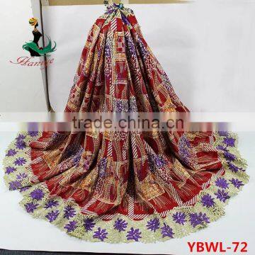 Haniye YBWL-72/2016 Fashion design african wax mix embroidery lace fabric ankara wax with guipure lace for party