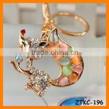 2014 Latest Rhinestone Opal Fox Key chain , Animal Bag Pendant ZTKC-196