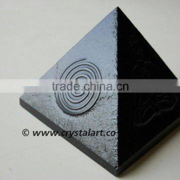 Black Obsidian Choko Reiki Emboss Pyramid