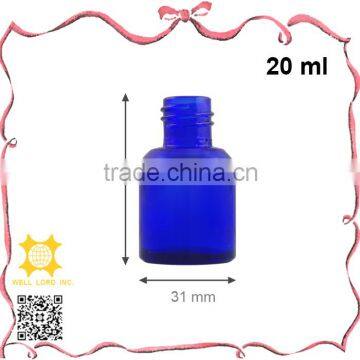 20ml high end blue round cylinder skin care lotion glass bottle