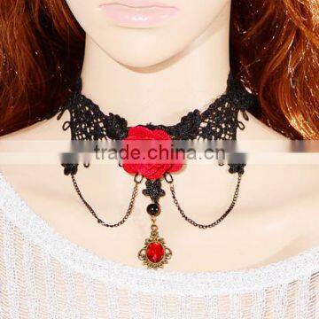 Hot fashion jewelry red flower necklace for women