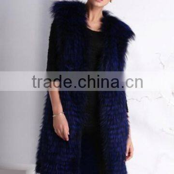 Fashion Women Knitted Wholesale Raccoon Fur Vests