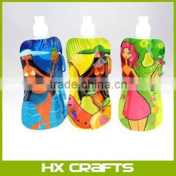 Customized logo folding sports water bottle/water bag/foldable bag for travel