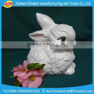 handmade Lovely white rabbit ceramic animal figurines for sale