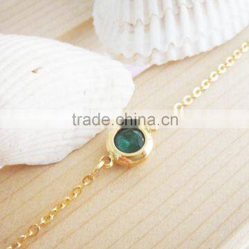 Wholesale emerald jewelry ladies stainless steel gold fake emerald bracelet wholesale