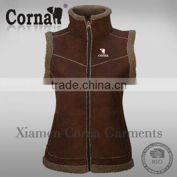 Wholesale high collar warm keeping zip up windproof custom fleece vests