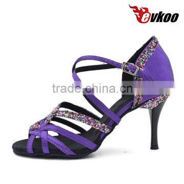 2016 fashion evkoo brand purple satin latin salsa dance shoes