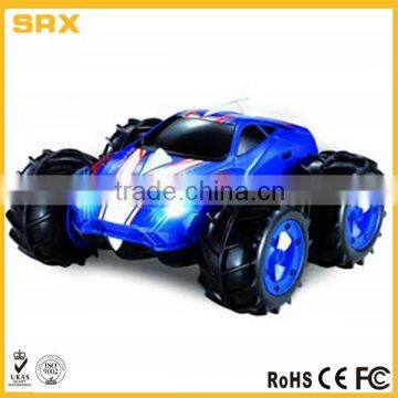 Factory OEM PLASTIC material Amphibious Remote Control Car 360 Degree Spins with LED Headlights