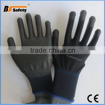 Premium Black PU Coated Work Gloves with 13G Polyester shell 4131