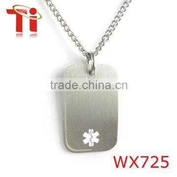 Patient Dogtag Necklace, 316l Stainless steel pendant, Logo tags jewelry