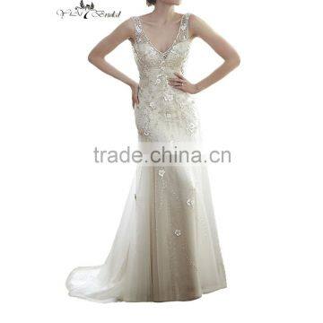 2016 Yiai Latest Design Beads Mermaid Tail Wedding Dress