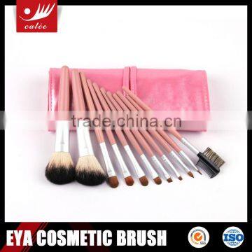 11pcs High Quality Pink Travel Makeup Brush Set with Pouch