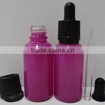 glossy Pink 15ml Glass Bottle with Pipette