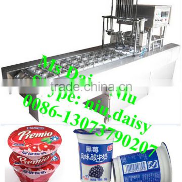 automatic milk cup filling machine/jelly cup sealing machine/plastic cup filling and sealing machine