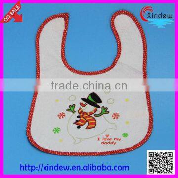 3 pcs in 1 set cotton printed Christmas bib with pattern of snow man