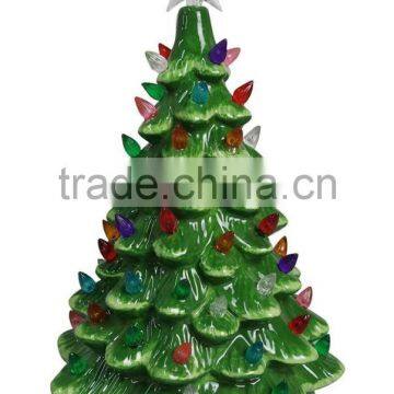 personalized green color glazed decorative ceamic wire christmas trees