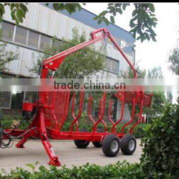Tractor Use Forest Hydraulic Log Trailer Wood Wagon Timber Loading Trailer Log Wagon With Crane Grapple photo-4