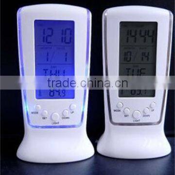 Digital LCD Display Time and Thermometer Snooze Clock / Square Blue LED Digital Clock / Music Clock / Automatic Calendar Clock photo-2
