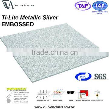 Opaque Lower Temp Plastic Polycarbonate Embossed Sheet (Ti-Lite Metallic Silver Solid Embossed) photo-2