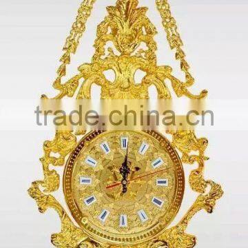 Flower and Leaves Decorated Art Clock, Elegant Gilt Wall Hanging Art Clock, Copper Wall Mounted Clock photo-3