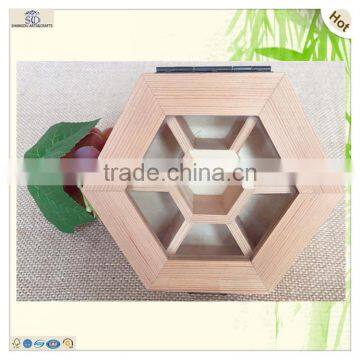 Clear Lid Hexagonal 3D Slicing Wooden Jewellery Storage Box photo-4