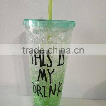 Hot Selling Double Wall Plastic Freeze Ice Straw Drinking Cup photo-6