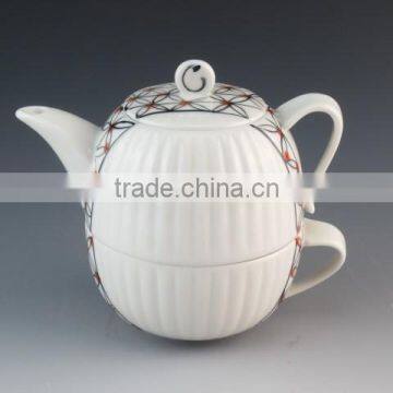 High Quality White Ceramic Chinese Tea Pot Set with Mug