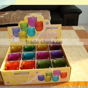 12pcs colorful glass candle holder