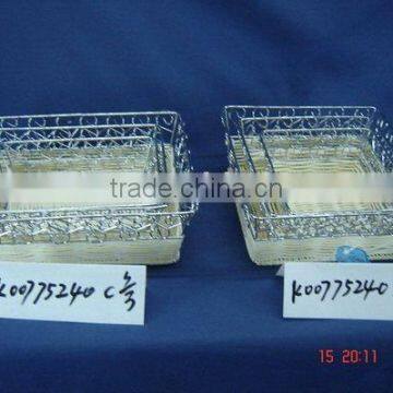 Set of Three Natural Rattan wire fruit basket