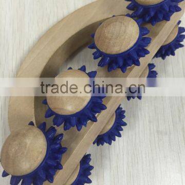 High Quality 8 Wooden Roller Rolling Ball Wheel Massager Slimming Care Fitness Massage Tool photo-3