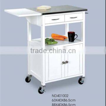 White modern european bamboo kitchen trolley design