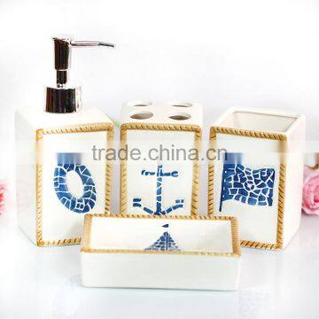 New Ceramic Bathroom Set With Sea Pattern photo-4