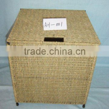 rectangular wicker storage basket for garden