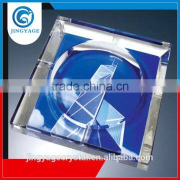 Jingyage customized big size square crystal ashtray souvenir crystal cigar ashtray printing logo crystal ashtray