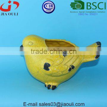 BSCI Audit Factory Antique Ceramic Yellow Bird, Animal Planter Pot Bird Flower Pot photo-5