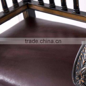 Classic Elegant Regina British Style Square Back Carving Leather Armchair With Distressed Brown Painting BF12-03294a photo-4