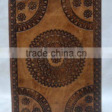 Handmade Vintage Tan Color Embossed Leather Journal With Pipine photo-2