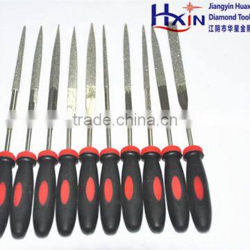 10 pcs electroplated diamond file set with rubber plastic handle