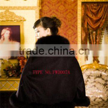 Cashemere Capes With Real Fur Trims,with Hood photo-2