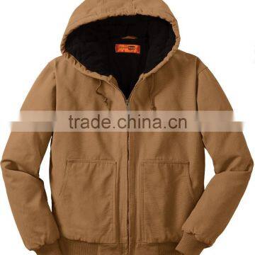 Mens Washed Duck Cloth Insulated Hooded Work Jacket photo-2