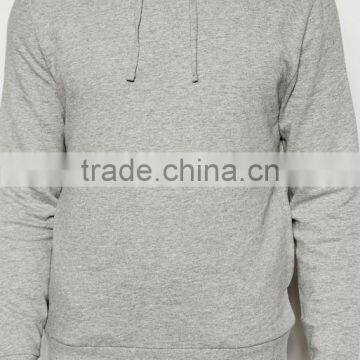 Custom Long Sleeve With Drawstring Hood Grey Men's 87% Cotton 13% Viscose Casual Comfort Fit Breathable Pullover Hoodies photo-3