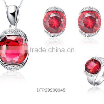 Ruby Gemstone CZ Silver plated Fashion Pendantset