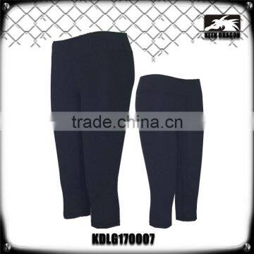 Black capri pants with a small custom logo cheap womens leggings