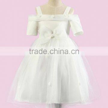 Kid Girls Flower Party Dress With Different Color Lace Flower Wedding Dress Off Shoulder Princess Fancy Dress Low MOQ photo-3